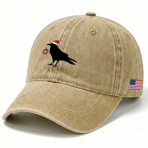 Christmas F Caw F Washed Cotton Baseball Cap Funny Black Crow Merry Xmas TS14 Print Your Wear