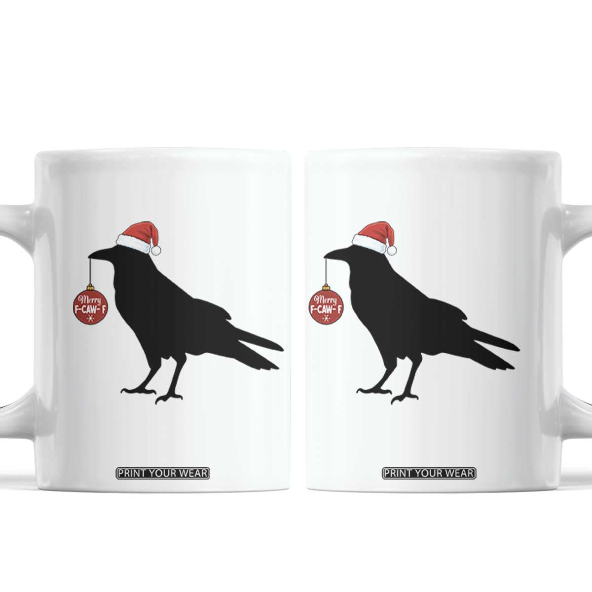 Christmas F Caw F Coffee Mug Funny Black Crow Merry Xmas TS14 White Print Your Wear