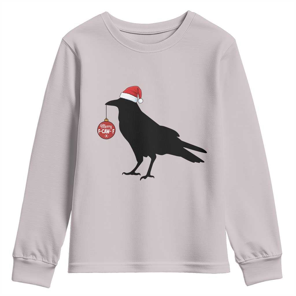 Christmas F Caw F Youth Sweatshirt Funny Black Crow Merry Xmas TS14 Ice Gray Print Your Wear