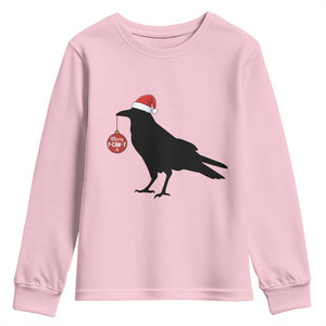 Christmas F Caw F Youth Sweatshirt Funny Black Crow Merry Xmas TS14 Light Pink Print Your Wear