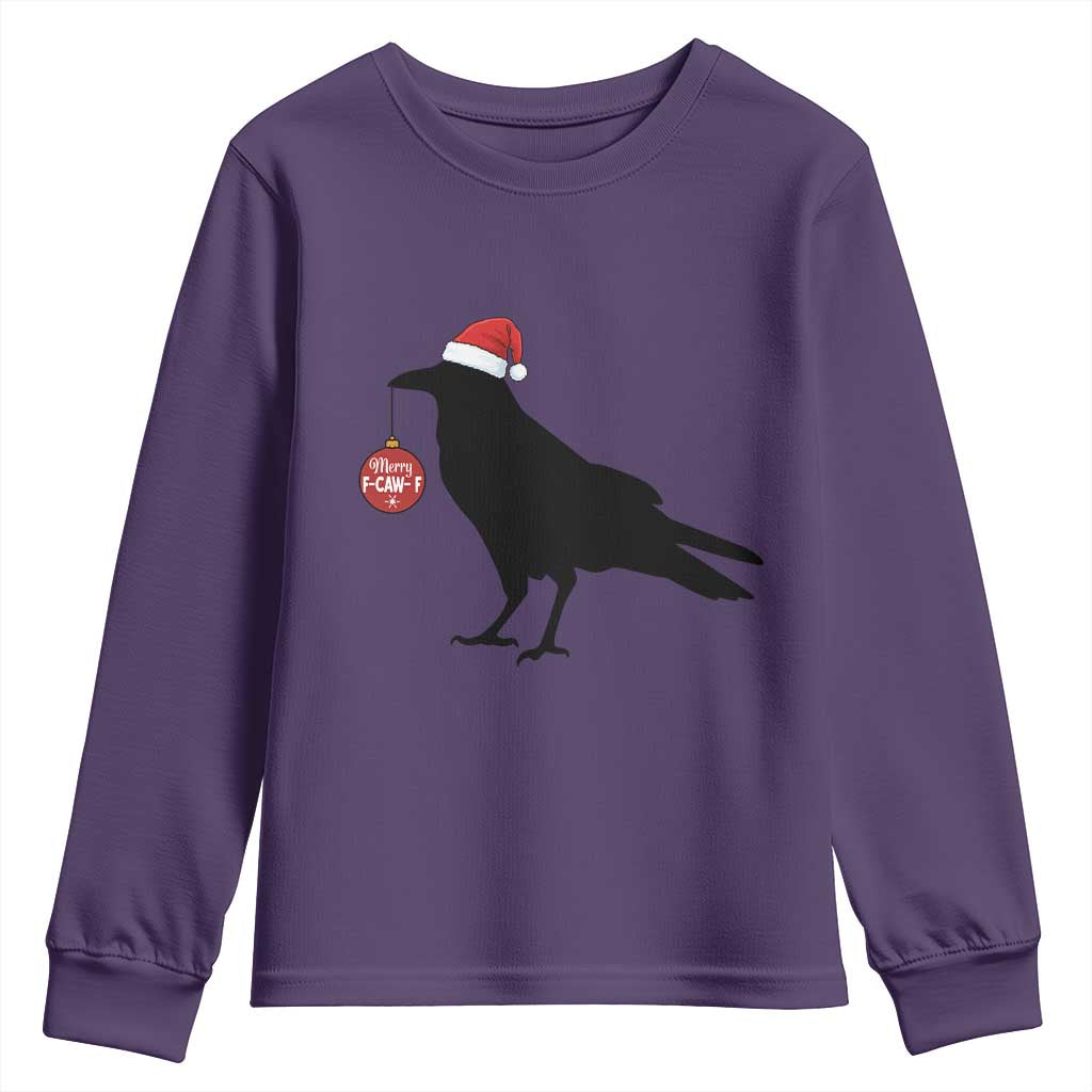 Christmas F Caw F Youth Sweatshirt Funny Black Crow Merry Xmas TS14 Purple Print Your Wear