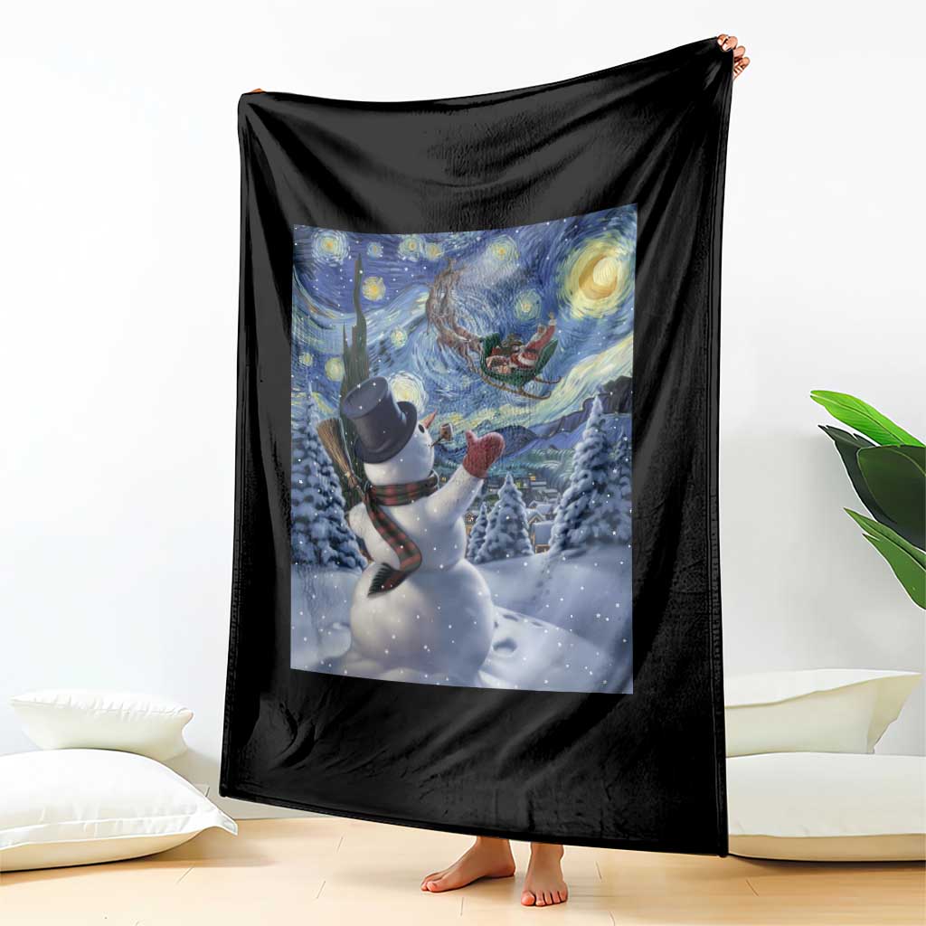 Christmas Snowman Starry Night Throw Blanket TS14 Print Your Wear