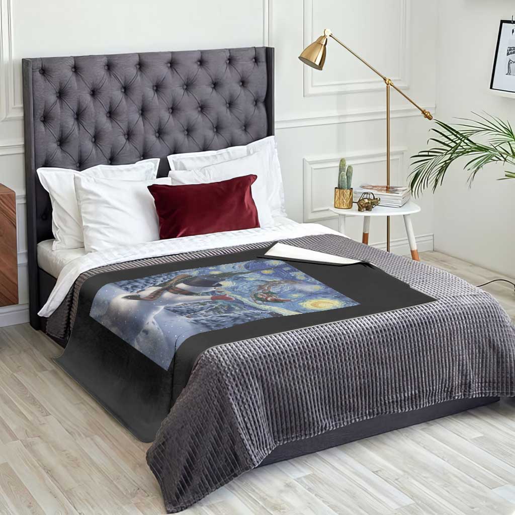 Christmas Snowman Starry Night Throw Blanket TS14 Print Your Wear