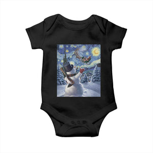 Christmas Snowman Starry Night Baby Onesie TS14 Black Print Your Wear