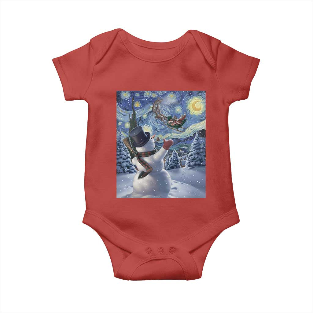 Christmas Snowman Starry Night Baby Onesie TS14 Red Print Your Wear