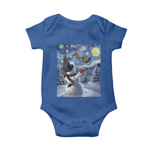 Christmas Snowman Starry Night Baby Onesie TS14 Royal Blue Print Your Wear