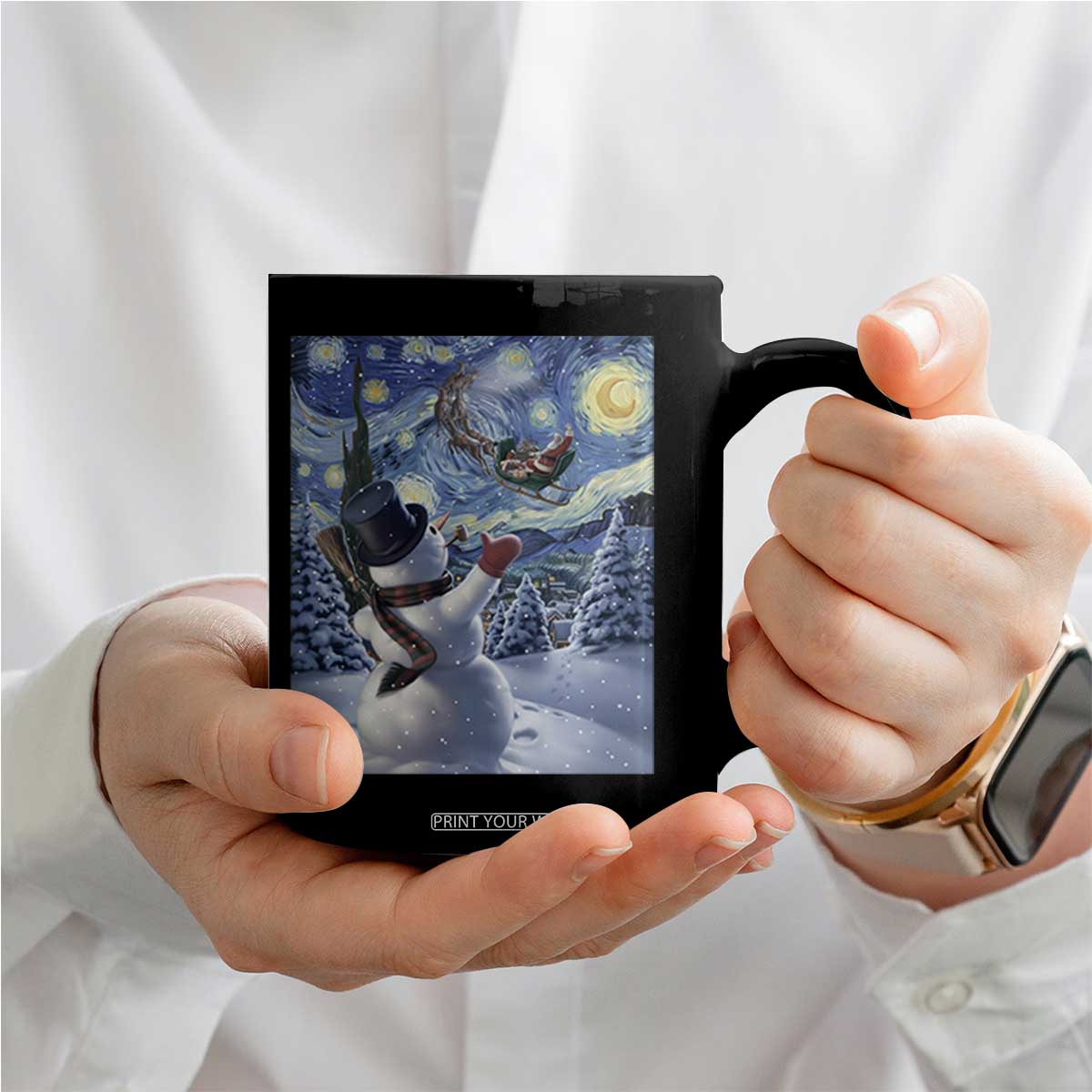 Christmas Snowman Starry Night Coffee Mug TS14 Print Your Wear