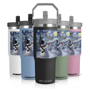 Christmas Snowman Starry Night Flip Straw Tumbler TS14 Print Your Wear