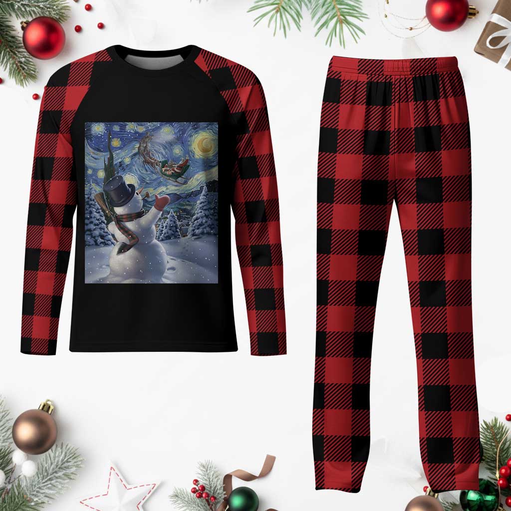 Christmas Snowman Starry Night Plaid Pajama Set TS14 Buffalo Plaid Print Your Wear
