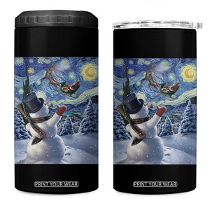 Christmas Snowman Starry Night 4 in 1 Can Cooler Tumbler TS14 One Size: 16 oz Black Print Your Wear