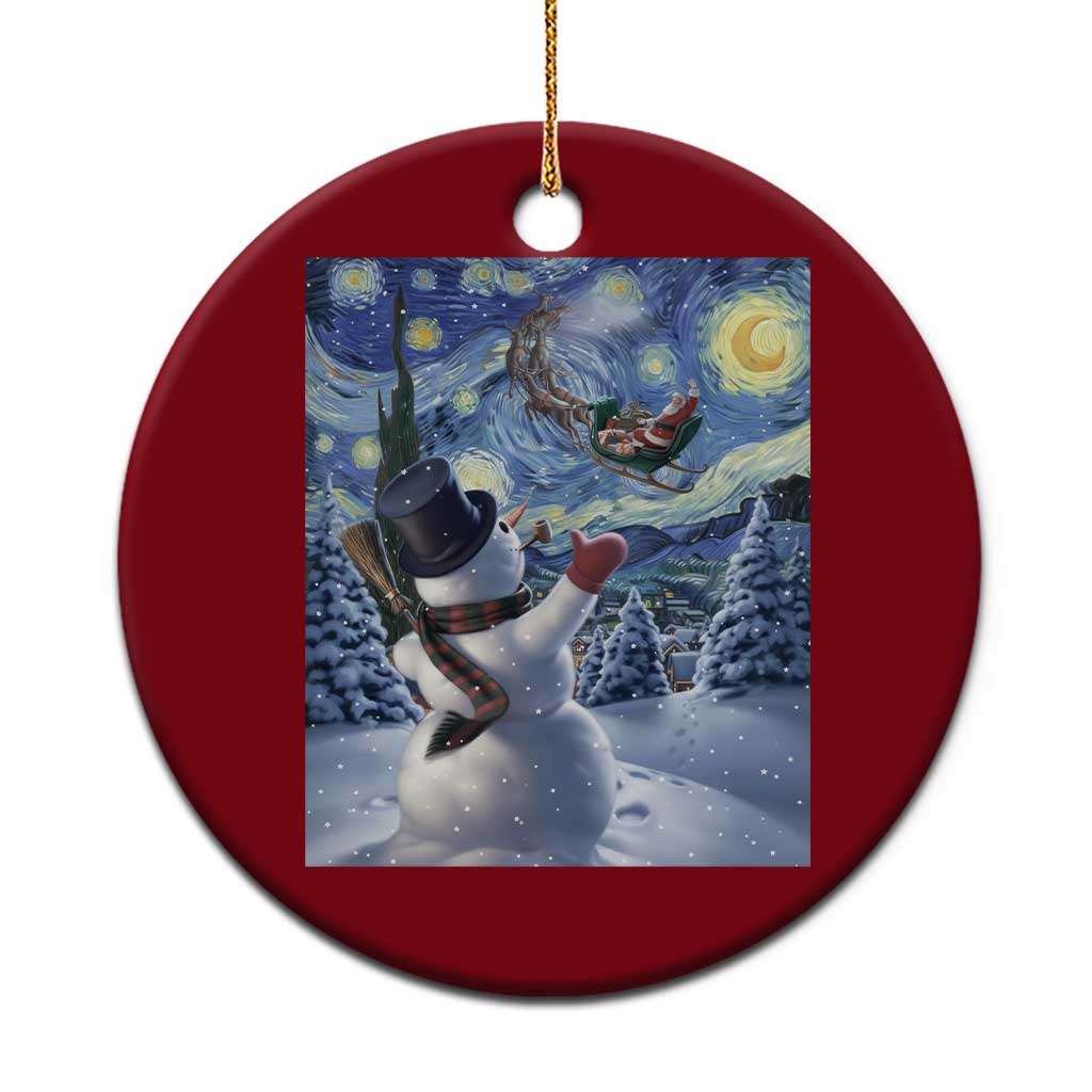 Christmas Snowman Starry Night Ceramic Ornament TS14 1pc Red Print Your Wear