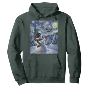 Christmas Snowman Starry Night Hoodie TS14 Dark Forest Green Print Your Wear