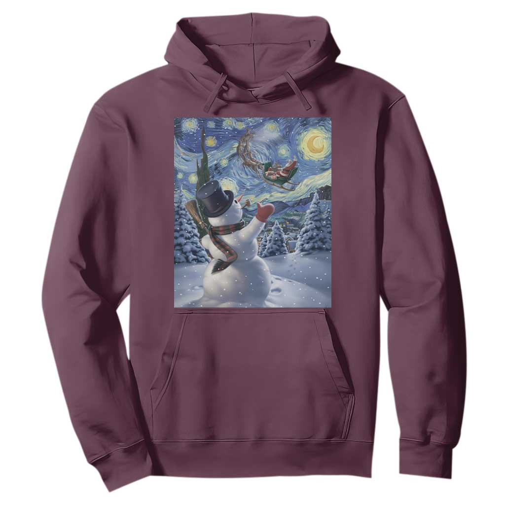 Christmas Snowman Starry Night Hoodie TS14 Maroon Print Your Wear