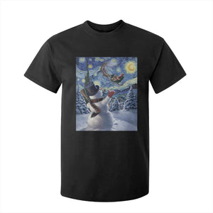 Christmas Snowman Starry Night T Shirt For Kid TS14 Black Print Your Wear