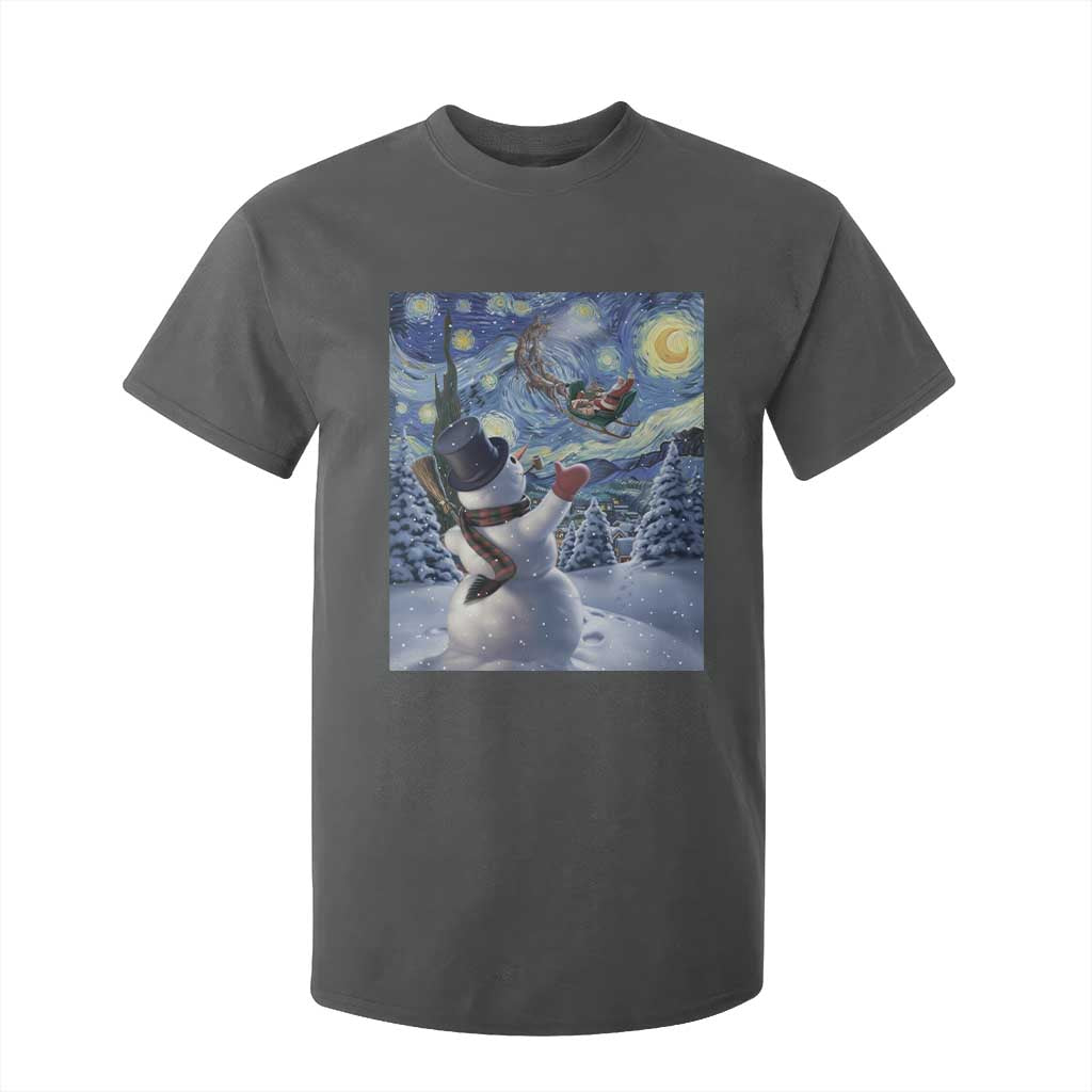 Christmas Snowman Starry Night T Shirt For Kid TS14 Dark Heather Print Your Wear