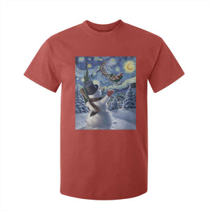 Christmas Snowman Starry Night T Shirt For Kid TS14 Red Print Your Wear
