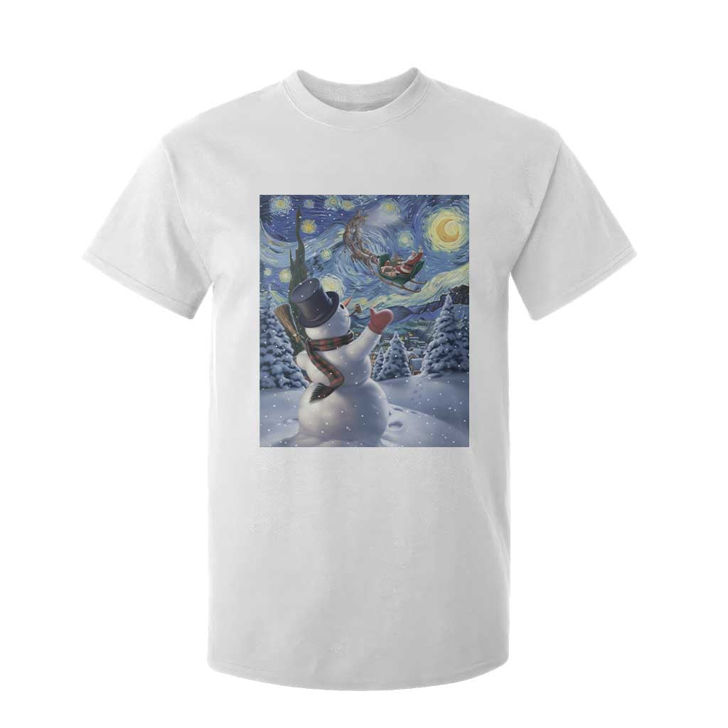 Christmas Snowman Starry Night T Shirt For Kid TS14 White Print Your Wear