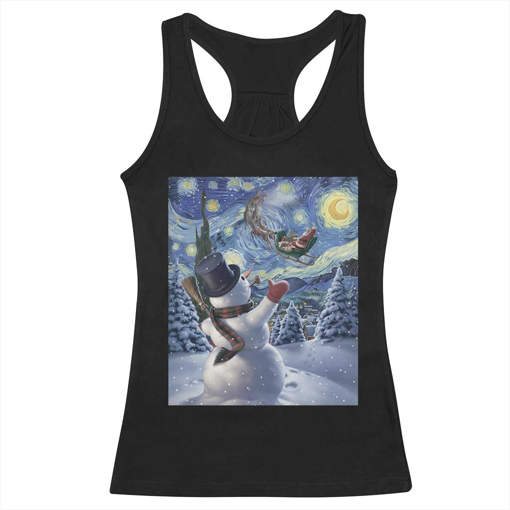 Christmas Snowman Starry Night Racerback Tank Top TS14 Black Print Your Wear