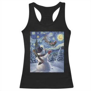 Christmas Snowman Starry Night Racerback Tank Top TS14 Black Print Your Wear