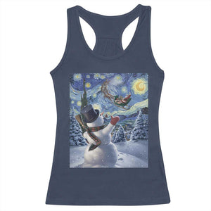 Christmas Snowman Starry Night Racerback Tank Top TS14 Navy Print Your Wear