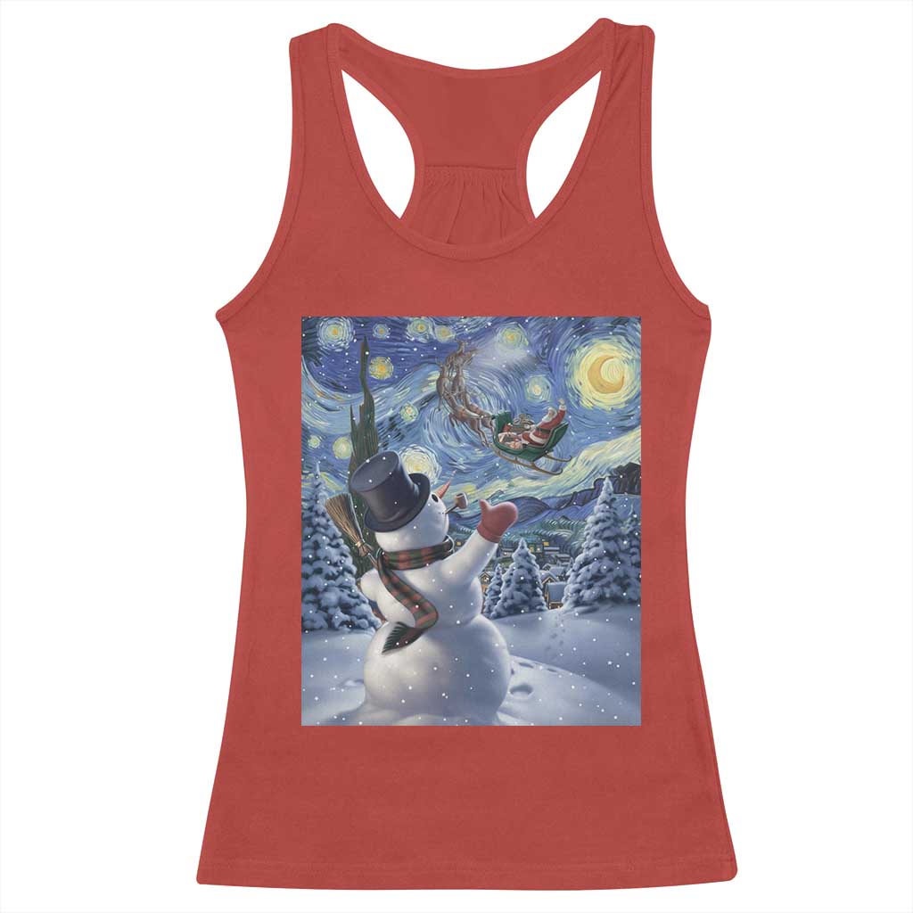 Christmas Snowman Starry Night Racerback Tank Top TS14 Red Print Your Wear