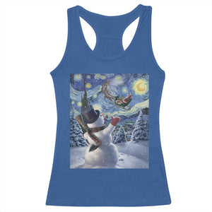 Christmas Snowman Starry Night Racerback Tank Top TS14 Royal Blue Print Your Wear