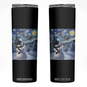 Christmas Snowman Starry Night Skinny Tumbler TS14 Black Print Your Wear