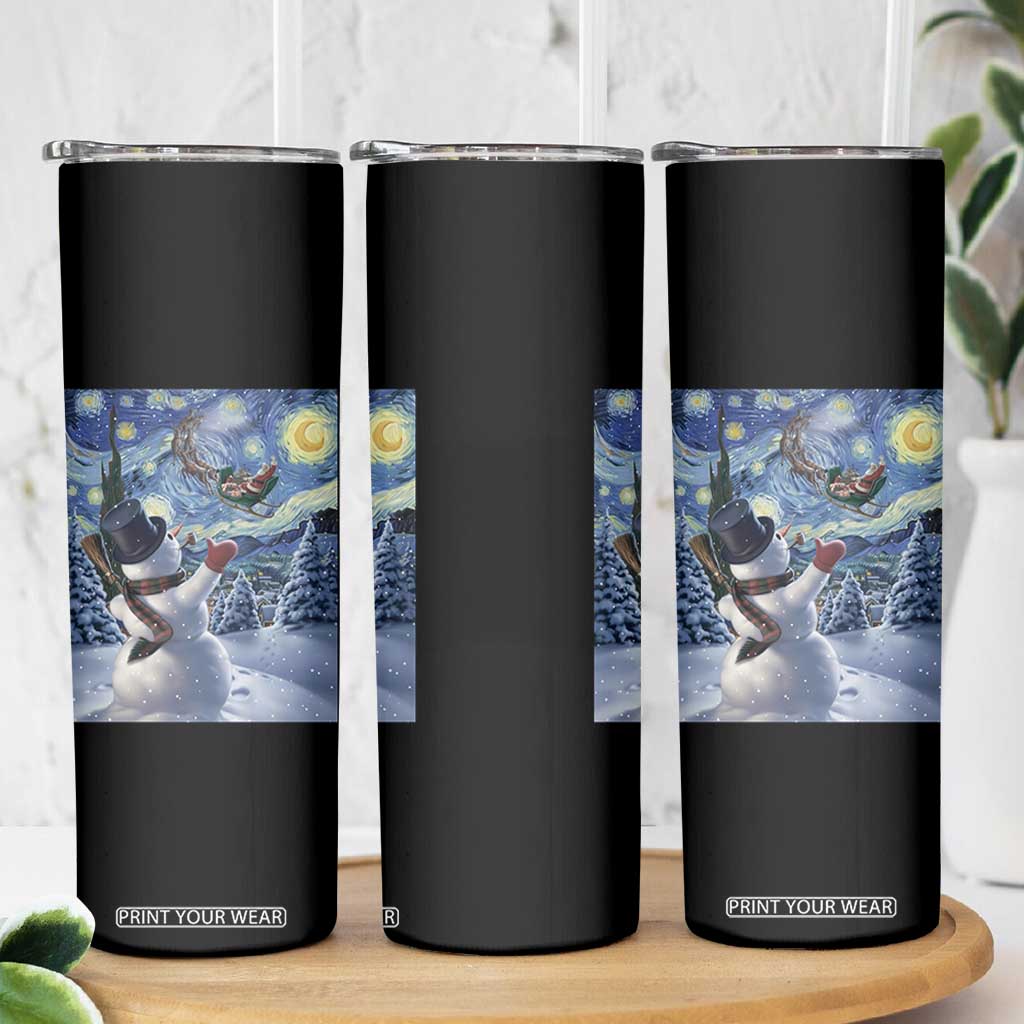 Christmas Snowman Starry Night Skinny Tumbler TS14 Print Your Wear