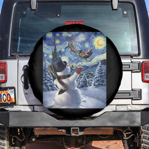 Christmas Snowman Starry Night Spare Tire Cover TS14 No hole Black Print Your Wear