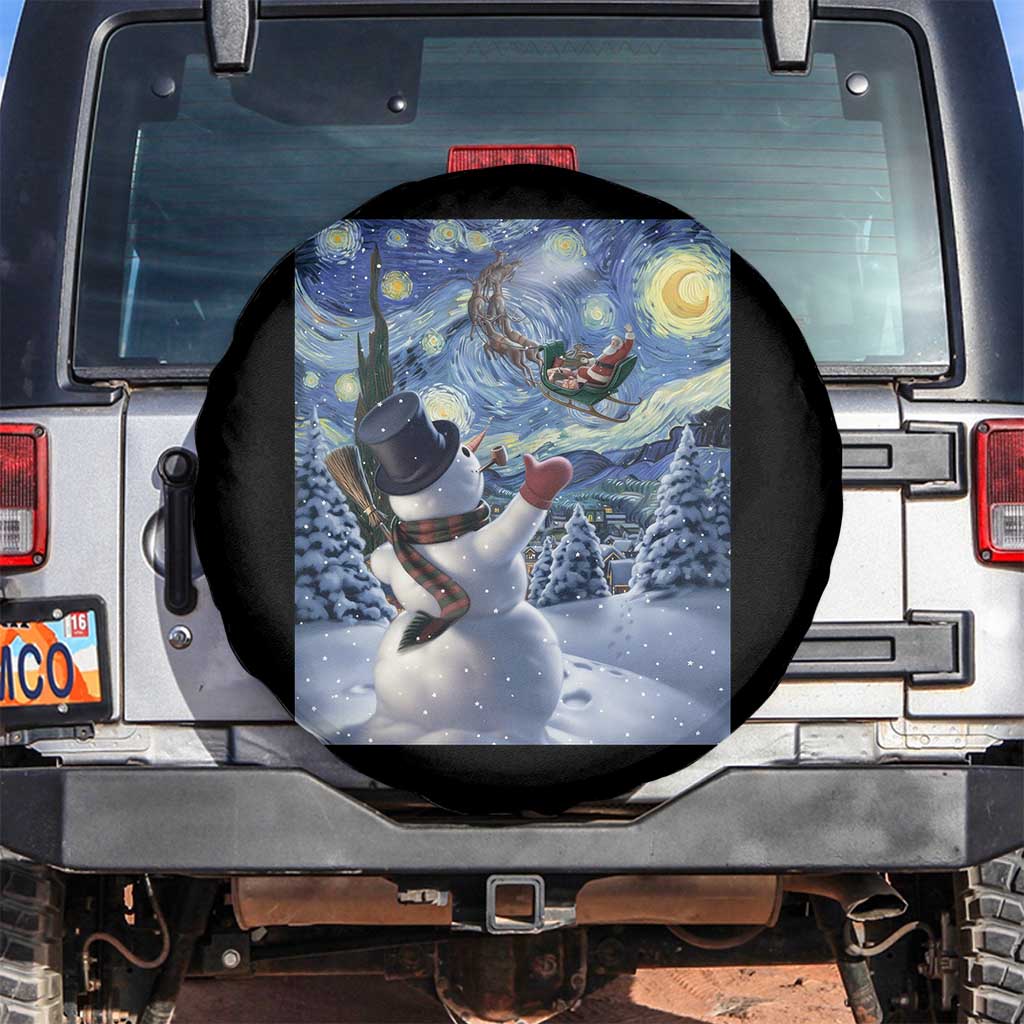 Christmas Snowman Starry Night Spare Tire Cover TS14 No hole Black Print Your Wear