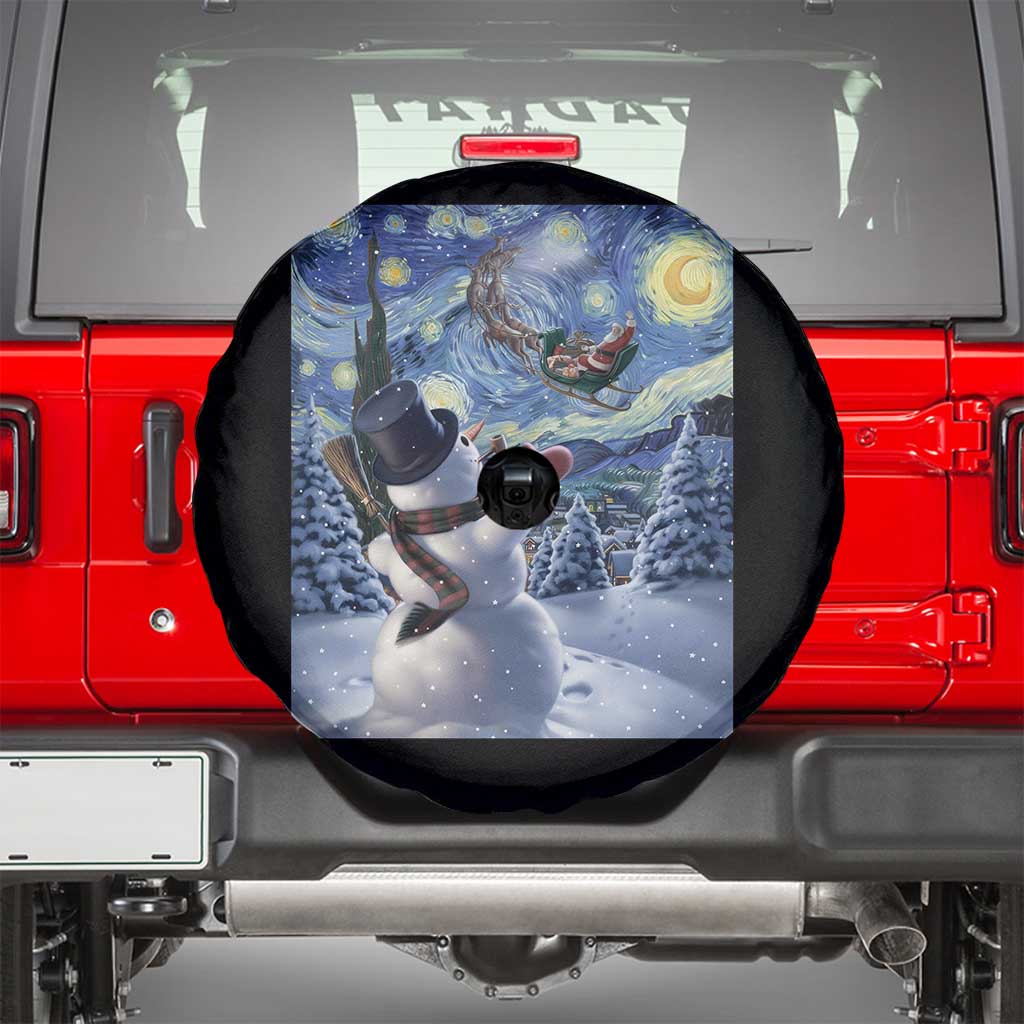 Christmas Snowman Starry Night Spare Tire Cover TS14 Black Print Your Wear