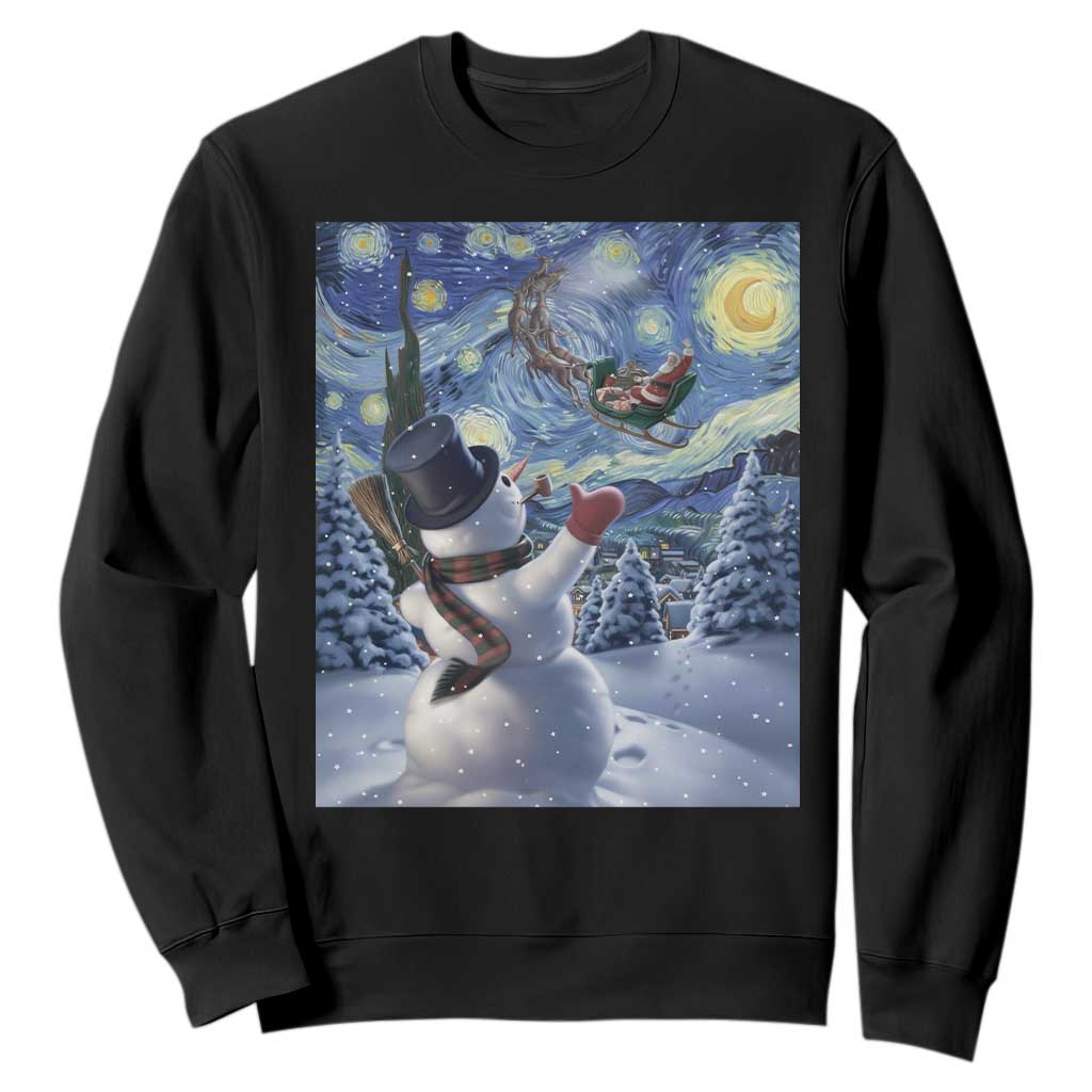 Christmas Snowman Starry Night Sweatshirt TS14 Black Print Your Wear