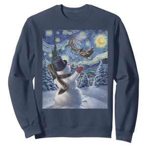 Christmas Snowman Starry Night Sweatshirt TS14 Navy Print Your Wear