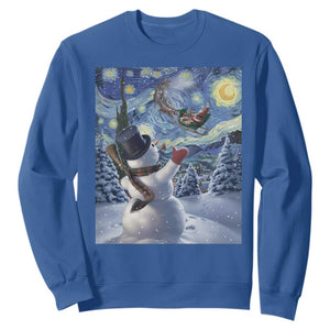 Christmas Snowman Starry Night Sweatshirt TS14 Royal Blue Print Your Wear