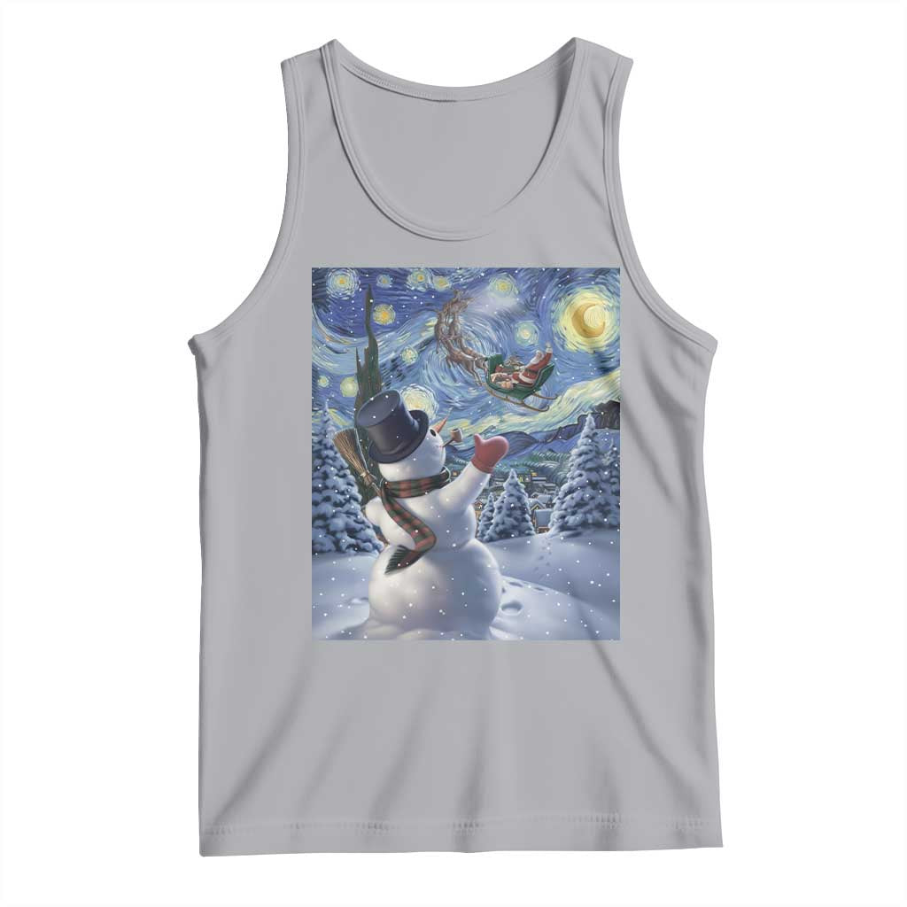 Christmas Snowman Starry Night Tank Top TS14 Athletic Heather Print Your Wear