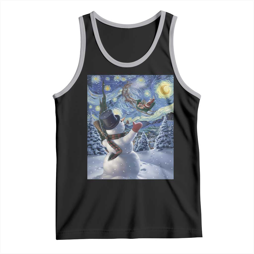 Christmas Snowman Starry Night Tank Top TS14 Black Athletic Heather Print Your Wear