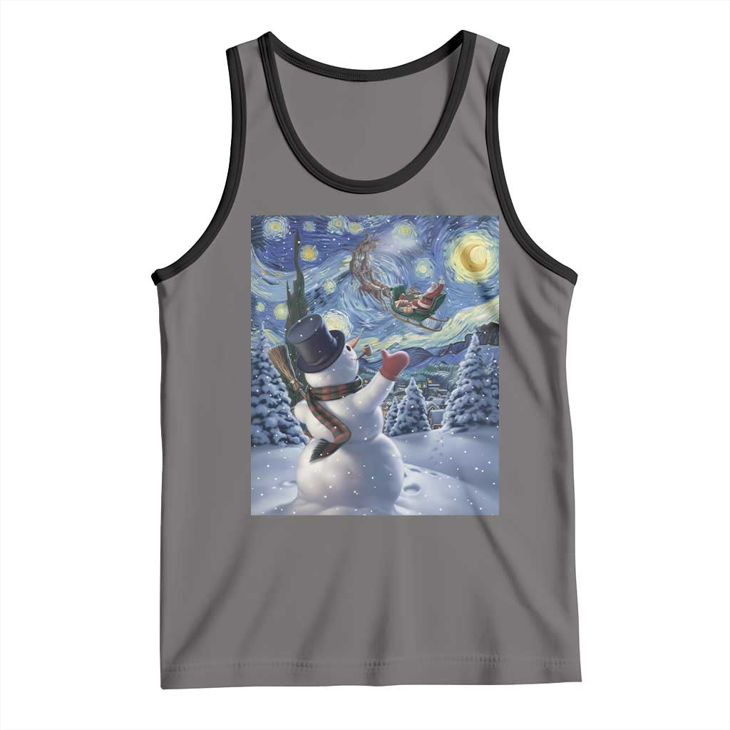 Christmas Snowman Starry Night Tank Top TS14 Deep Heather Black Print Your Wear