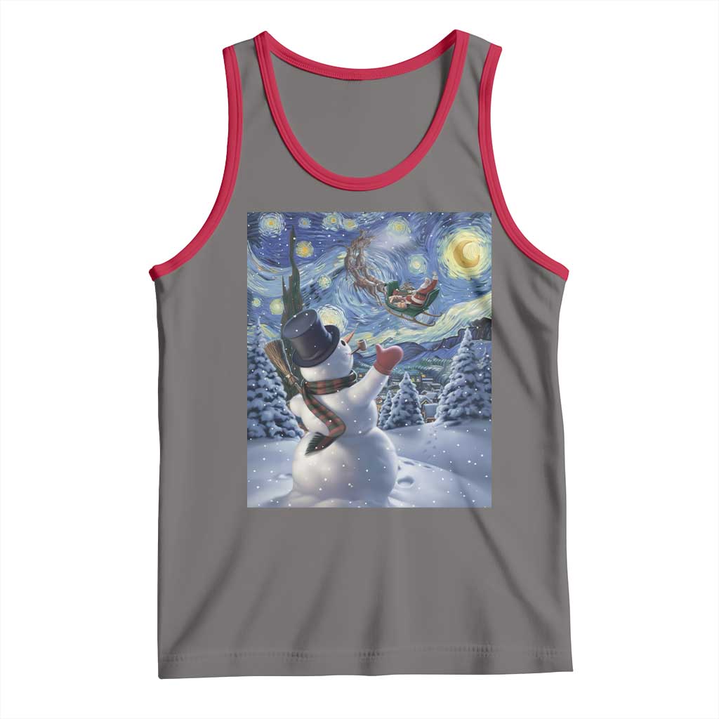 Christmas Snowman Starry Night Tank Top TS14 Deep Heather Red Print Your Wear