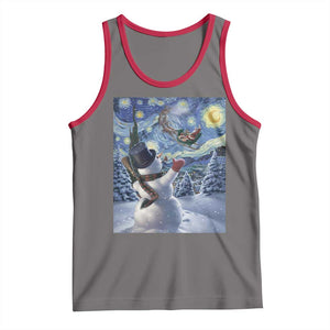 Christmas Snowman Starry Night Tank Top TS14 Deep Heather Red Print Your Wear