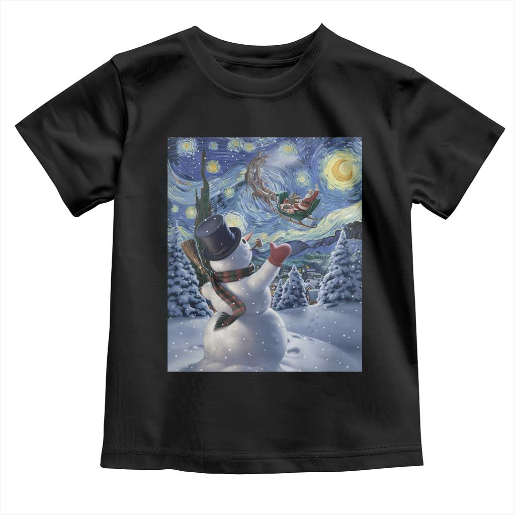 Christmas Snowman Starry Night Toddler T Shirt TS14 Black Print Your Wear