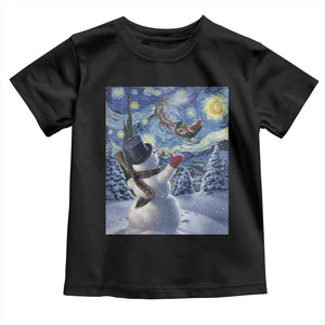 Christmas Snowman Starry Night Toddler T Shirt TS14 Black Print Your Wear