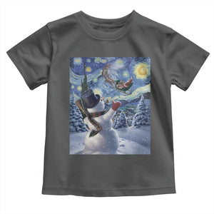 Christmas Snowman Starry Night Toddler T Shirt TS14 Dark Heather Print Your Wear