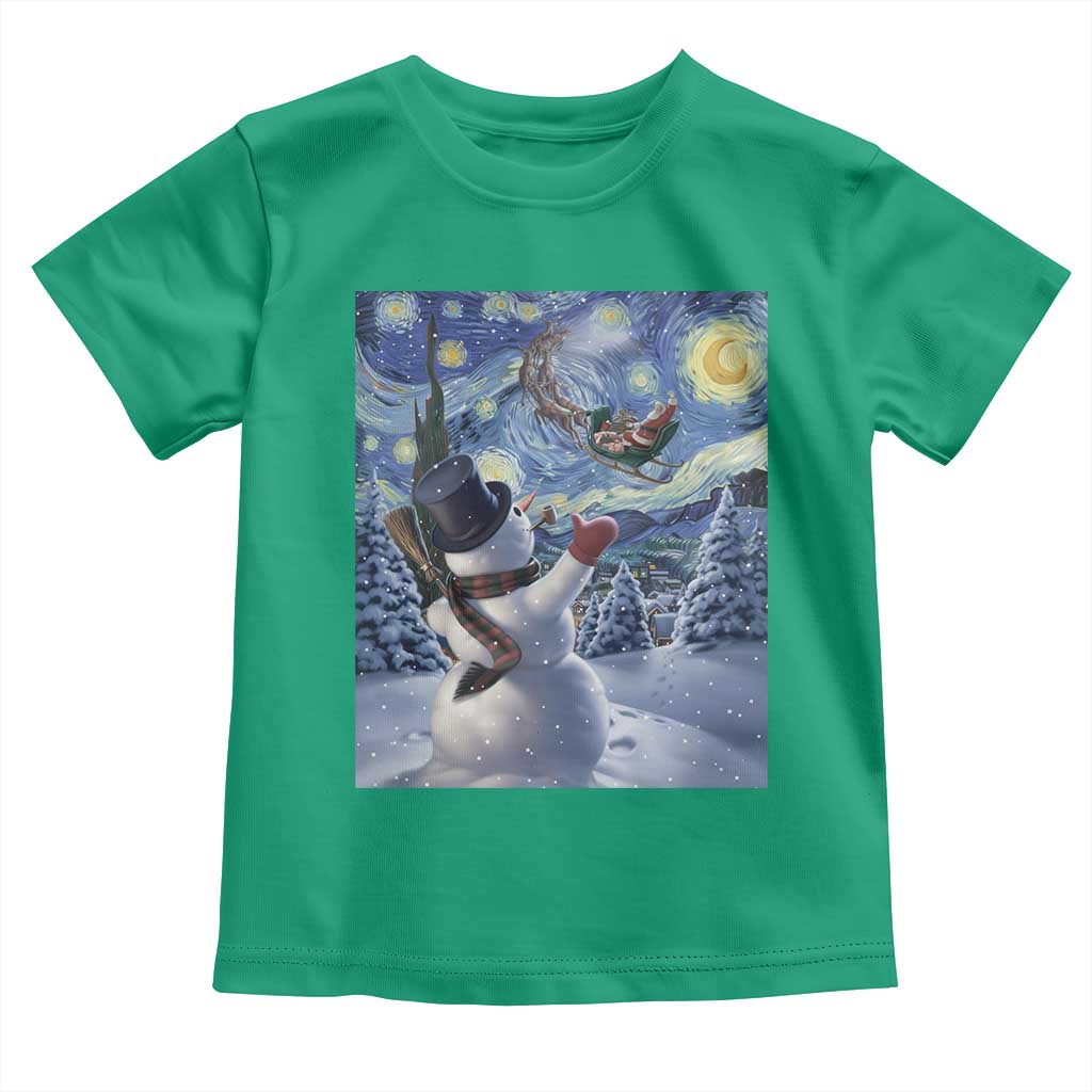 Christmas Snowman Starry Night Toddler T Shirt TS14 Irish Green Print Your Wear