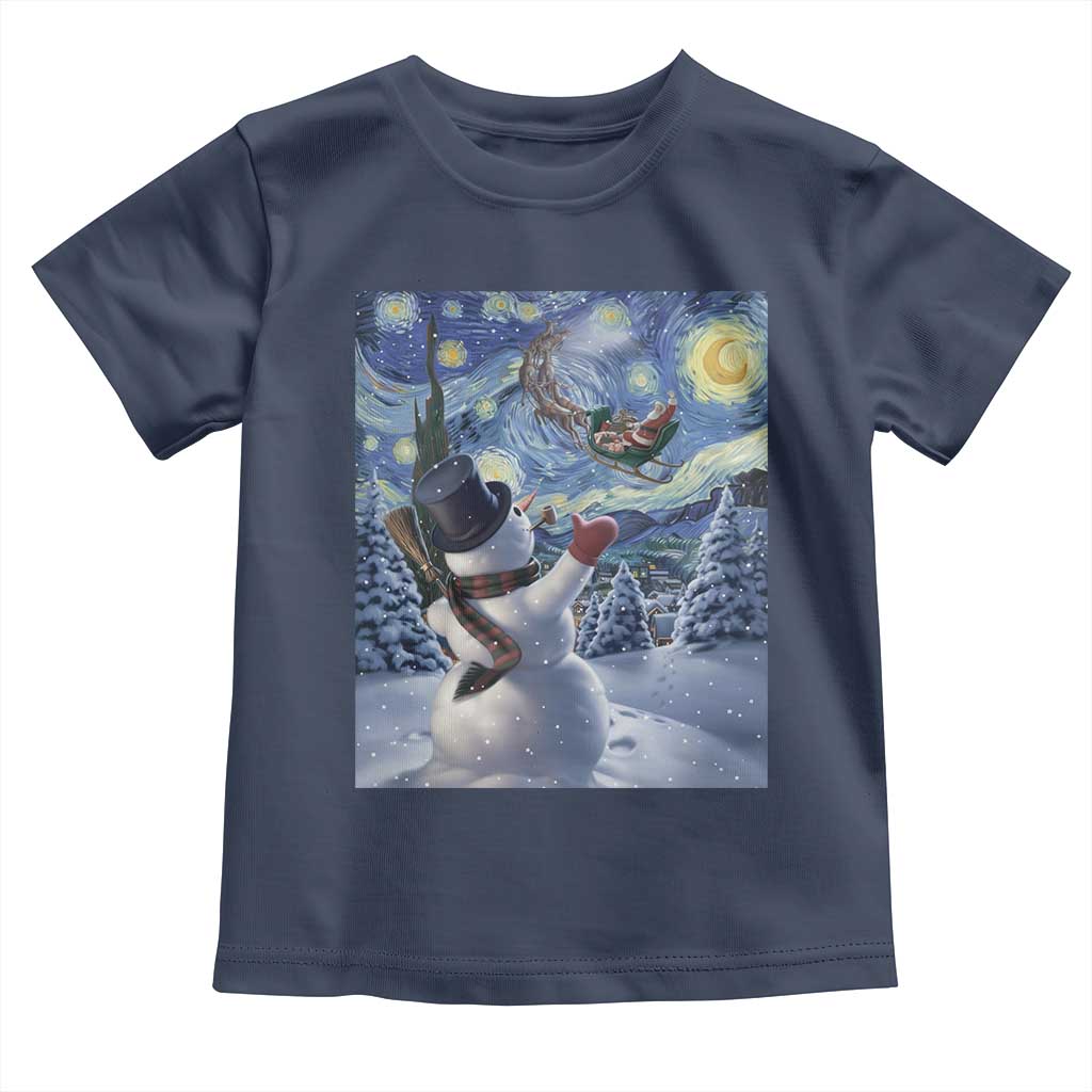 Christmas Snowman Starry Night Toddler T Shirt TS14 Navy Print Your Wear