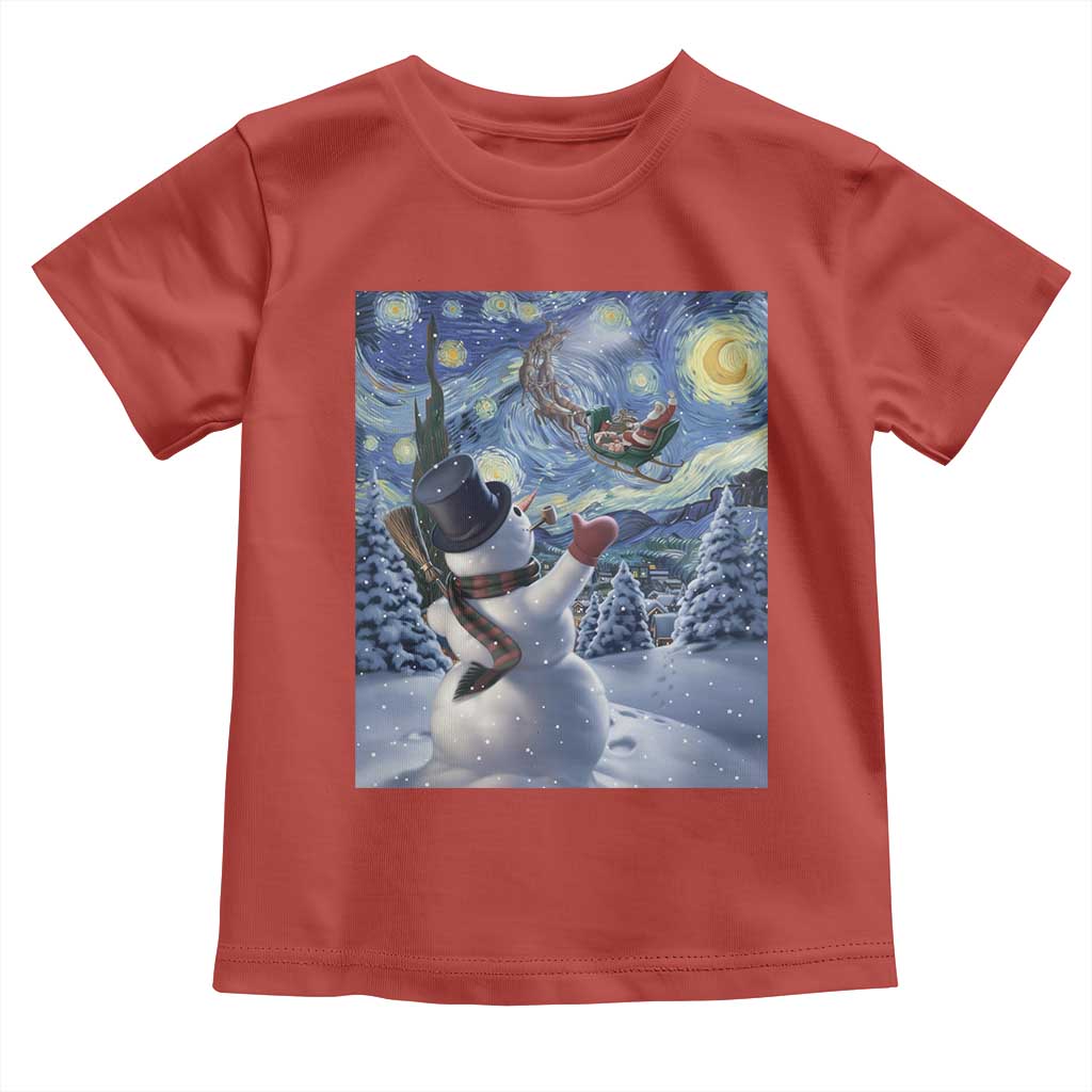 Christmas Snowman Starry Night Toddler T Shirt TS14 Red Print Your Wear