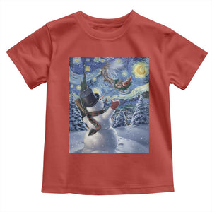 Christmas Snowman Starry Night Toddler T Shirt TS14 Red Print Your Wear