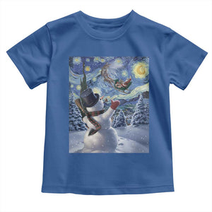 Christmas Snowman Starry Night Toddler T Shirt TS14 Royal Blue Print Your Wear