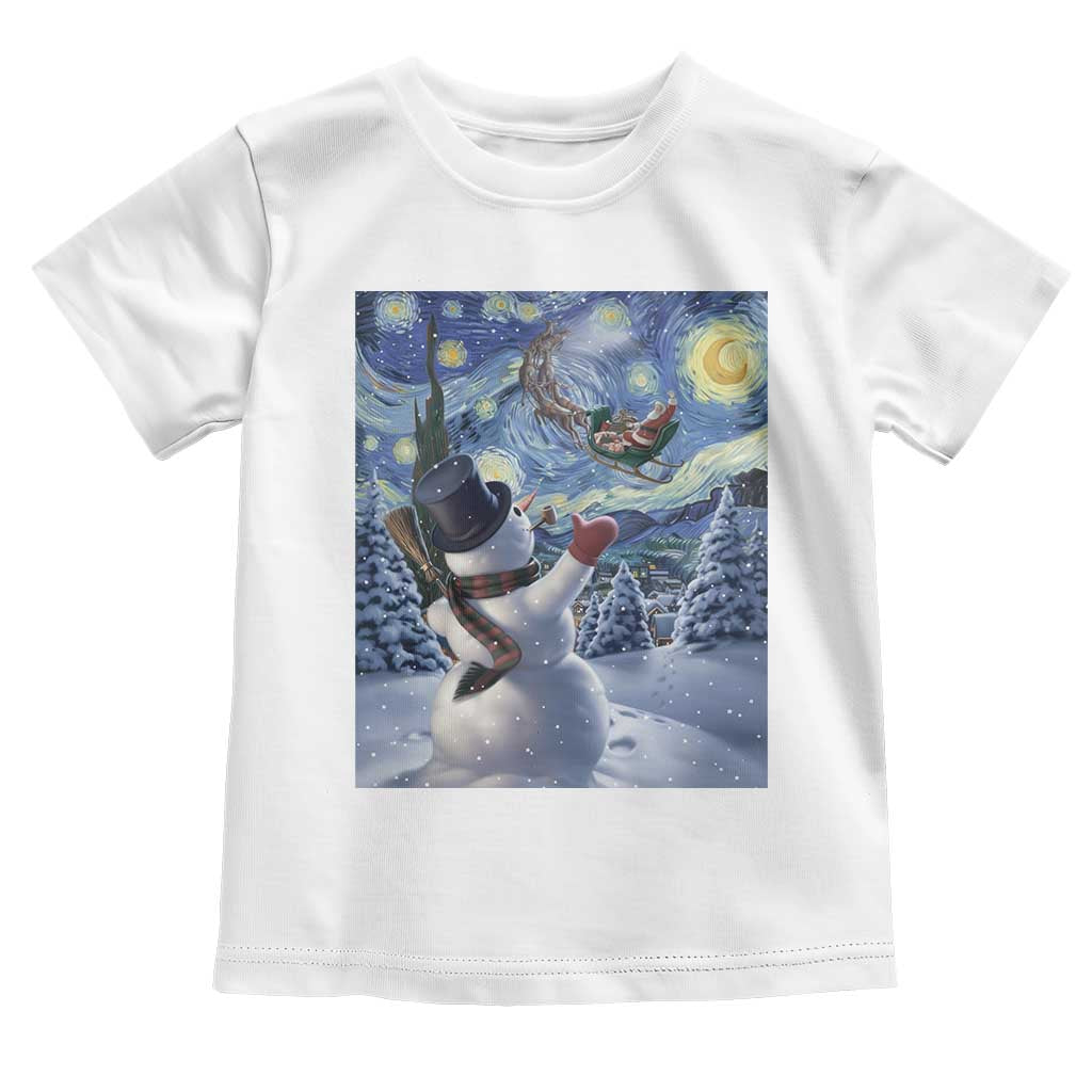 Christmas Snowman Starry Night Toddler T Shirt TS14 White Print Your Wear