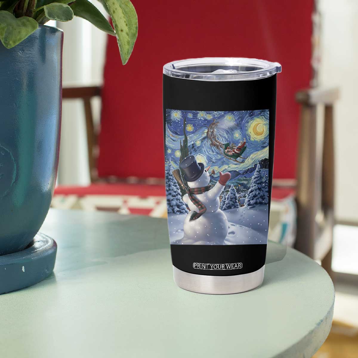 Christmas Snowman Starry Night Tumbler Cup TS14 Print Your Wear