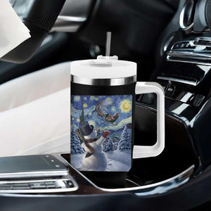 Christmas Snowman Starry Night Tumbler With Handle TS14 Print Your Wear